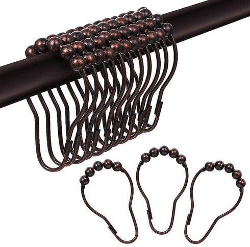Stainless Steel Shower Curtain Ring Hooks- Set of 12